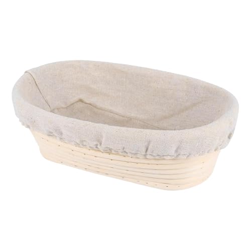 Gärkorb für Brot, Gärkörbchen Gärkorb Peddigrohr Rattan Leineneinsatz Gebäck Brotkorb Obstkorb, Teigkorb aus Rattan zum Aufgehen, Gärschüssel, Backzubehör für Hobbybäcker (Oval 15x8x5cm) von Mooyii