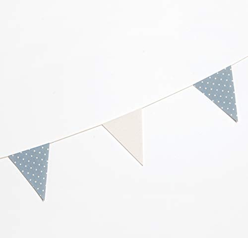 Mopec A141.03 Wimpelkette, Stoff, 12 x 16 cm, Elfenbein und Blau Tupfen, 180 cm, mehrfarbig, Einheitsgröße von Mopec