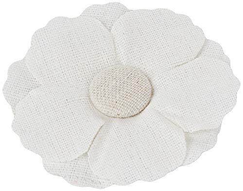 Mopec A643 Weiße Blume aus Leinen mit Aufkleber, 7 cm, 4 Stück, Stoff, Einheitsgröße, 4 Stück von Mopec