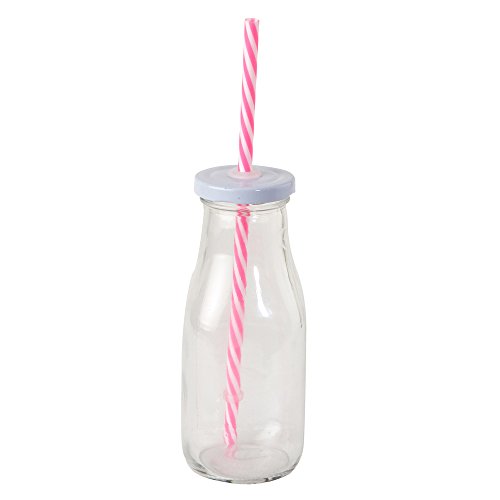 Mopec Flaschen mit Deckel, Glas, Pink, 6 x 6 x 15 cm, 9 Stück von Mopec