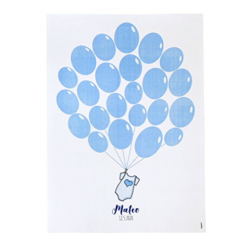 Mopec Folie für Lassen Nachrichten und Einrahmen von Geburt mit Luftballons, Karton, blau, 0.2 x 29,5 x 42 cm von Mopec
