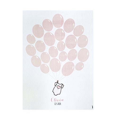 Mopec Folie für Lassen Nachrichten und Rahmen in Geburt mit Luftballons, Kartenstapel, Pink, 0.2 x 29,5 x 42 cm von Mopec
