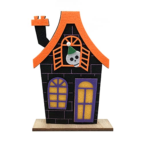 Mopec HA509 Filzhaus Halloween mit Holzsockel, 12 x 18 cm, schwarz von Mopec