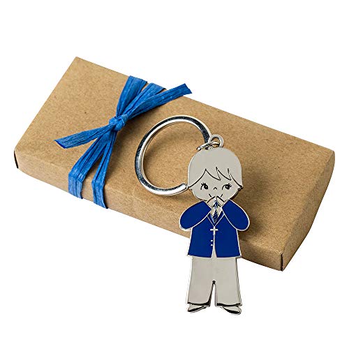 Mopec- MA848.3 Schlüsselanhänger für Kinder, Kommunion, blau, Schachtel aus Kraftpapier, verziert, Mehrfarbig Mopec- MA848.3 Schlüsselanhänger für Kinder, Kommunion, blau, Schachtel aus Kraftpapier, verziert, Mehrfarbig von Mopec