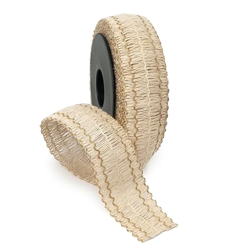 Mopec SW50.50.23 Elfenbeinrotes Band mit goldenem Faden, 50 mm x 20 m Mopec SW50.50.23 Elfenbeinrotes Band mit goldenem Faden, 50 mm x 20 m von Mopec