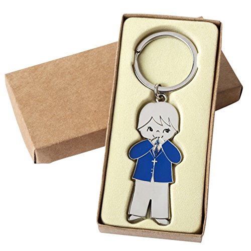 Mopec Schlüsselanhänger Kommunion Junge mit Jacke, Metall, Silber, 0.5 x 2.5 x 6 cm, 2 Stück von Mopec