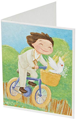 Mopec X0912.3 Buch Kommunion Kind auf Fahrrad, 100 Stück, Karton, mehrfarbig, 6,5 x 4 cm von Mopec