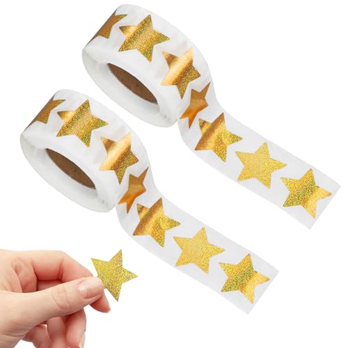 1000 Stück/2 Rolle Aufkleber Sterne Glitzer, Sticker Sterne Klebesterne Gold, Belohnungssticker für Kinder, Weihnachtsaufkleber Selbstklebende, Stern-Aufkleber für Scrapbooking, Grußkarten, Geschenke 1000 Stück/2 Rolle Aufkleber Sterne Glitzer, Sticker Sterne Klebesterne Gold, Belohnungssticker für Kinder, Weihnachtsaufkleber Selbstklebende, Stern-Aufkleber für Scrapbooking, Grußkarten, Geschenke von MorLuks