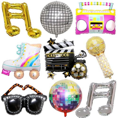 9 Stück Disco Party Deko Ballons, Folienballon Disco, Disco Ballons, Discokugel Luftballon, Folienballon Radio, Disco Party Luftballons, für 70er 80er 90er Jahre, Rock'n'Roll Themenparty Deko Deko 9 Stück Disco Party Deko Ballons, Folienballon Disco, Disco Ballons, Discokugel Luftballon, Folienballon Radio, Disco Party Luftballons, für 70er 80er 90er Jahre, Rock'n'Roll Themenparty Deko Deko von MorLuks