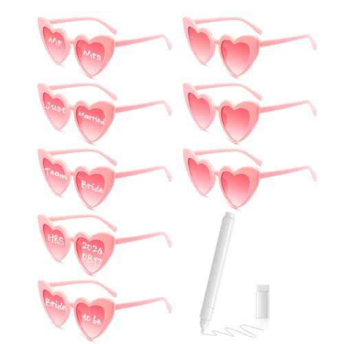 MorLuks Herz Sonnenbrille mit Stift, DIY Herzbrille, Sonnenbrille Hochzeit, JGA Sonnenbrille Frauen, Vintage Herzform Brille für Junggesellenabschied Geburtstags Party Halloween Weihnachten von MorLuks