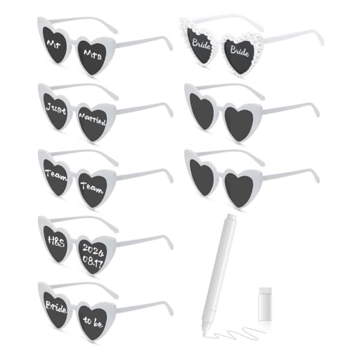 MorLuks Herz Sonnenbrille mit Stift, JGA Sonnenbrille, DIY Herzbrille, Sonnenbrille Hochzeit, Vintage Herzform Brille für Junggesellenabschied Geburtstags Party Halloween Karneval von MorLuks
