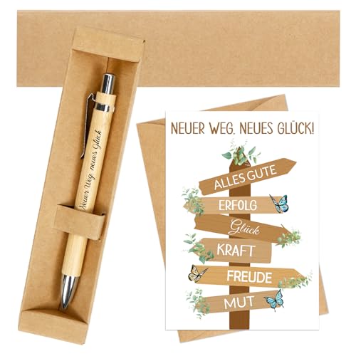 MorLuks Neuer Weg Neues Glück, Kugelschreiber mit Gravur + Abschiedskarte Kollegen + Geschenkbox, Abschiedsgeschenk Kollegen für Jobwechsel Rente Ruhestand Neuer Job Mutmacher MorLuks Neuer Weg Neues Glück, Kugelschreiber mit Gravur + Abschiedskarte Kollegen + Geschenkbox, Abschiedsgeschenk Kollegen für Jobwechsel Rente Ruhestand Neuer Job Mutmacher von MorLuks