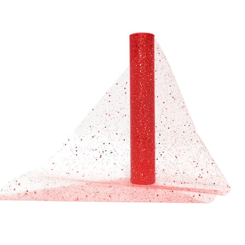 Tüll Stoff Glitzer Rot 30 cm x 9.1 Meter, Tüllband Tischläufer Glitzer, Rolle Tüll für Weihnachten Hochzeit Party Geburtstag Weihnachtsbaum Kleidung Deko Handwerk Tüll Stoff Glitzer Rot 30 cm x 9.1 Meter, Tüllband Tischläufer Glitzer, Rolle Tüll für Weihnachten Hochzeit Party Geburtstag Weihnachtsbaum Kleidung Deko Handwerk von MorLuks