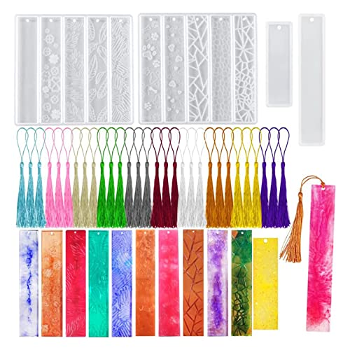 1 Set Lesezeichen Harzform Rechteck Lesezeichen Silikonformen Mit 30 Teilen Farbenfrohe Quasten Für Schmuck Handwerk von Morain