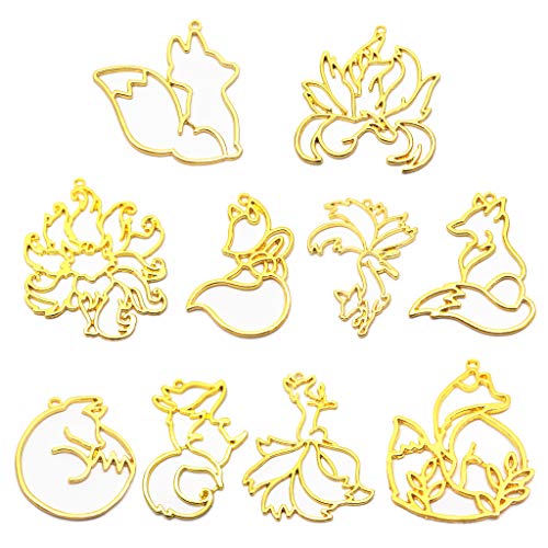 10x/Set Für Intelligente Füchse Animalanhänger Rahmen Offene Lünette Einstellung Schmuck Die Harz Handwerk Für Press Blumenhals Machen von Morain
