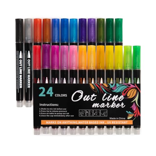 12/24 Farben Marker, Doppel-Linien-Konturenstifte für Geburtstagskarten, Malbuch, Scrapbooking, Doppel-Linien-Konturenstifte 12/24 Farben Marker, Doppel-Linien-Konturenstifte für Geburtstagskarten, Malbuch, Scrapbooking, Doppel-Linien-Konturenstifte von Morain