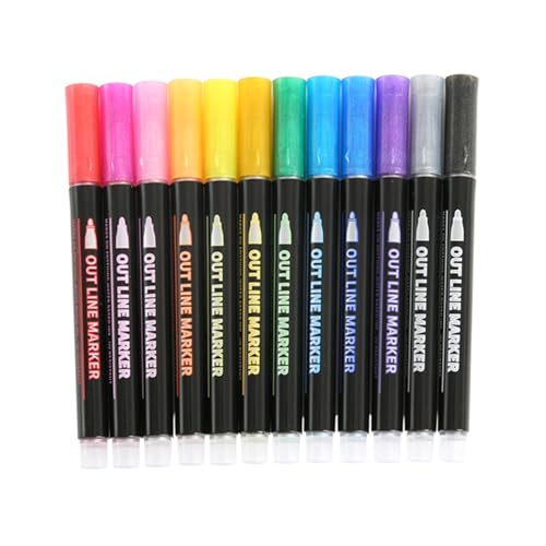 12/24 Farben Marker, Doppel-Linien-Konturenstifte für Geburtstagskarten, Malbuch, Scrapbooking, Doppel-Linien-Konturenstifte 12/24 Farben Marker, Doppel-Linien-Konturenstifte für Geburtstagskarten, Malbuch, Scrapbooking, Doppel-Linien-Konturenstifte von Morain