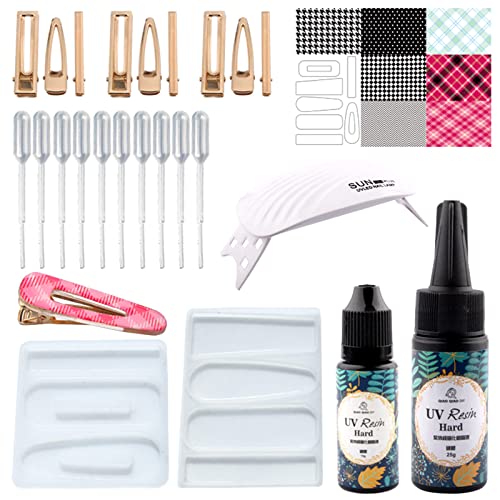 25 Stücke Kristallklebwerkzeug Set Haarschnitte Silikonformen Lampe Haar Barrette Für Anfänger Craft Entenbill Cli Cli von Morain