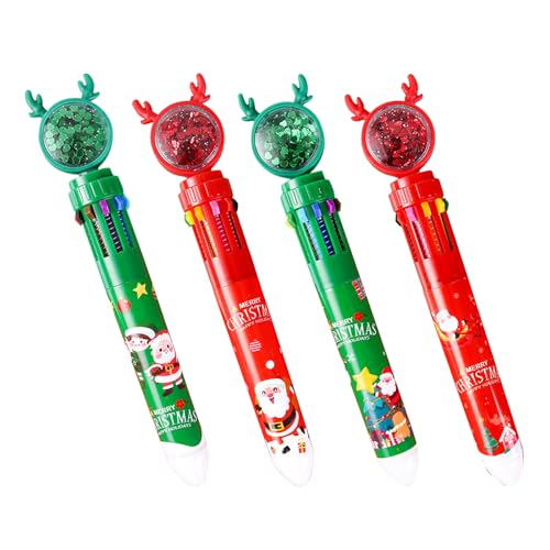 4 Stück mehrfarbige Kugelschreiber, Weihnachtsstift, einziehbar, mehrfarbig, Kugelschreiber für Kinder, Klasse, Belohnung, einziehbare Stifte, verschiedene Farben, Spitze 4 Stück mehrfarbige Kugelschreiber, Weihnachtsstift, einziehbar, mehrfarbig, Kugelschreiber für Kinder, Klasse, Belohnung, einziehbare Stifte, verschiedene Farben, Spitze von Morain