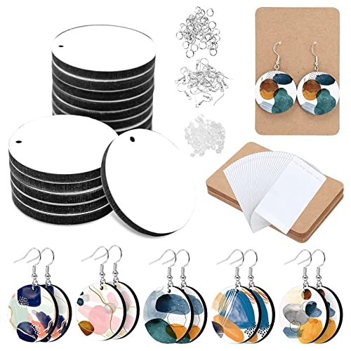 50pieces Round Ohrring Leerzeichen Unvollendetes Holz Sublimations Ohrring Anhänger Für Schmuck Herstellung Craft Weihnachtsdekoration von Morain
