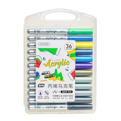 Acryl-Marker mit 12/24/36 Farben, Acrylfarbe, Pinselspitze für Kartenherstellung, Kunst, Malerei, Schule, Kunstprojekt, Marker für Steinmalerei, Marker, Malstift Acryl-Marker mit 12/24/36 Farben, Acrylfarbe, Pinselspitze für Kartenherstellung, Kunst, Malerei, Schule, Kunstprojekt, Marker für Steinmalerei, Marker, Malstift von Morain