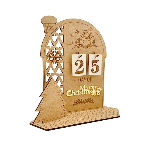 Dorfhaus, Weihnachtsmann, Countdown-Kalender, Eid Mubarak, Holzornament, Dekoration für Zuhause, Islammuslimische Party, Heimdekoration, Weihnachtsdekoration, Geschenk, Dekoration, Weihnachten, Holz von Morain