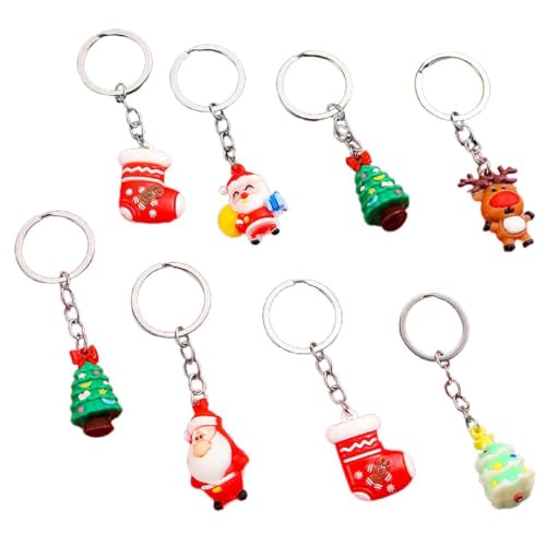 Festliche Weihnachts-Schlüsselanhänger, Weihnachtsmann, Schneemann, Cartoon-Schlüsselanhänger für Urlaubsdekoration und Geschenke, 10 Stück von Morain