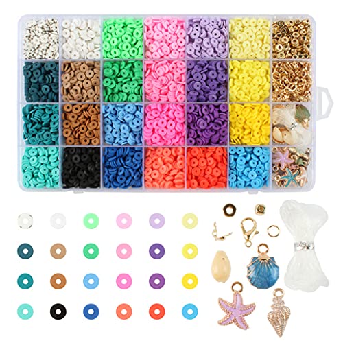 Flache runde Tonperlen für Schmuckherstellung, Halsketten und Armbänder, Ohrringe, Halsketten, Bastelset, Tonperlen, 6 mm, 24 Farben Flache runde Tonperlen für Schmuckherstellung, Halsketten und Armbänder, Ohrringe, Halsketten, Bastelset, Tonperlen, 6 mm, 24 Farben von Morain