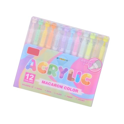 Flüssig-Acrylfarben-Marker zum Zeichnen auf Papier, Stein, Stein, Leinwand, Holz, Glas, Pinselspitze, flüssige Acrylfarbe, Farbmarker, Set mit 12 Farben Flüssig-Acrylfarben-Marker zum Zeichnen auf Papier, Stein, Stein, Leinwand, Holz, Glas, Pinselspitze, flüssige Acrylfarbe, Farbmarker, Set mit 12 Farben von Morain