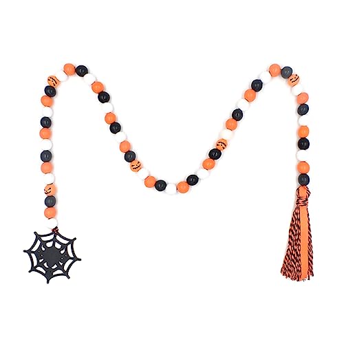 Halloween-Perlendekoration zum Aufhängen mit bunten Holzperlen und Fransen für Zuhause, hängende Ornamente, Halloween-Dekoration von Morain