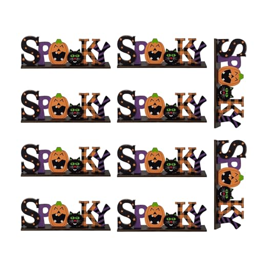 Handwerklicher Halloween-Akzent aus Holz, einzigartiger Halloween-Ständer, Ornament, Verzierungen für kreative Häuser, Styling-Saisonzubehör von Morain