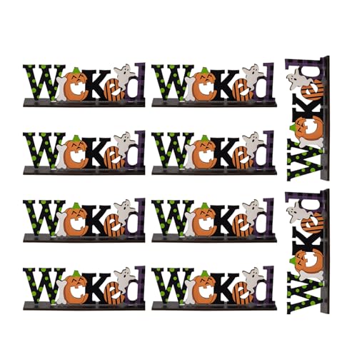 Handwerklicher Halloween-Akzent aus Holz, einzigartiger Halloween-Ständer, Ornament, Verzierungen für kreative Häuser, Styling-Saisonzubehör von Morain