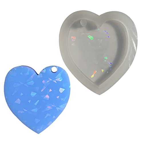 Holographischer Herzschlüsselketten Silikonform Schlüsselbund Zaubere Epoxidharz Gussformen Mit Hängenden Loch Für Handwerk von Morain