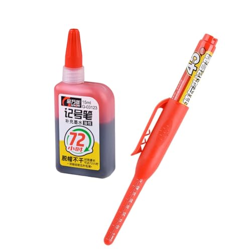 Marker mit langer Spitze, 45 mm lange Spitze, Tischler mit Skala, wasserabweisend, Bohrloch, Holzbearbeitungswerkzeugloch Marker mit langer Spitze, 45 mm lange Spitze, Tischler mit Skala, wasserabweisend, Bohrloch, Holzbearbeitungswerkzeugloch von Morain