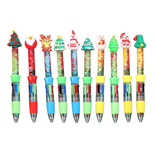 Mehrfarbiger Weihnachts-Kugelschreiber, 4-farbig, für Studenten, Künstler, buntes Schreibwerkzeug, 10 Stück Mehrfarbiger Weihnachts-Kugelschreiber, 4-farbig, für Studenten, Künstler, buntes Schreibwerkzeug, 10 Stück von Morain