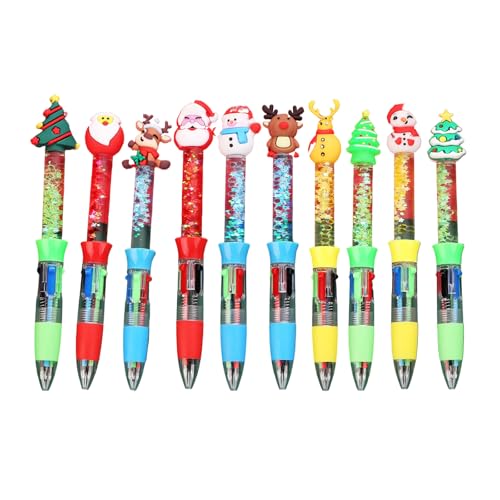 Mehrfarbiger Weihnachts-Kugelschreiber, 4-farbig, für Studenten, Künstler, buntes Schreibwerkzeug, 10 Stück Mehrfarbiger Weihnachts-Kugelschreiber, 4-farbig, für Studenten, Künstler, buntes Schreibwerkzeug, 10 Stück von Morain