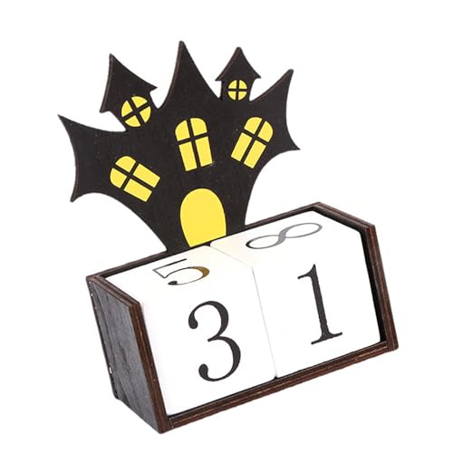Mehrzweck-Countdown-Kalender für Halloween, Party, Atmosphäre, Holz, mit manueller Datumsanpassung, für jedes Alter, Schule, Halloween-Zubehör von Morain