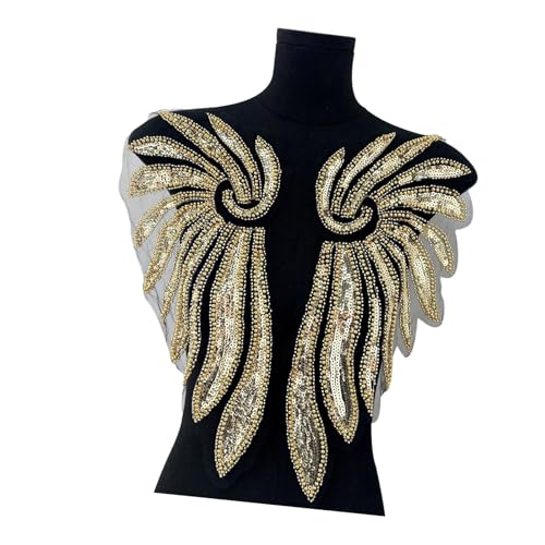 Mehrzweck-bestickte Hochzeitsflügel-Accessoire, glitzernde Pailletten, vielseitig für modische Strasssteine, Flügel-Applikation Mehrzweck-bestickte Hochzeitsflügel-Accessoire, glitzernde Pailletten, vielseitig für modische Strasssteine, Flügel-Applikation von Morain