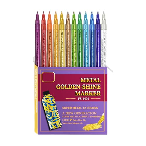 Metallischer Acrylstift, 12 Farben, metallischer Acryl-Marker, doppelseitiger Marker für Tagebuch, Kartenherstellung, Marker für schwarzes Papier Metallischer Acrylstift, 12 Farben, metallischer Acryl-Marker, doppelseitiger Marker für Tagebuch, Kartenherstellung, Marker für schwarzes Papier von Morain