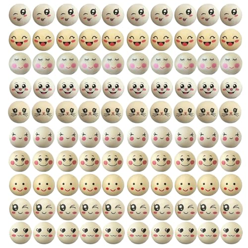 Morain 100x/set 20 Mm Runde Perlen Holzperlen Mit Gesichtsmultifunktional Holzkugel Für Armband Halskettenschmuck von Morain