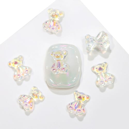 Morain 20 x Bären-Kunst-Dekorationen, Bär, Kunstharz, Kristall, Strasssteine, bunte Charm-Anhänger von Morain