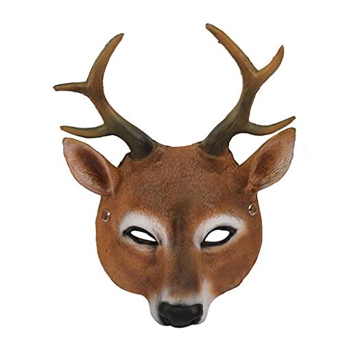 Morain Hirsch Tier Hälfte für Erwachsene Ohren Half Face Cosplay Gesicht Cosplay Kostüme Unisex Requisiten Tier Hirsch von Morain
