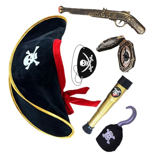 Morain Piraten-Party-Kostüm-Set mit Augenbinde, Totenkopf-Druck, Hut, Karte für Kinder, Cosplay, Schmuck, Halloween-Thema Morain Piraten-Party-Kostüm-Set mit Augenbinde, Totenkopf-Druck, Hut, Karte für Kinder, Cosplay, Schmuck, Halloween-Thema von Morain