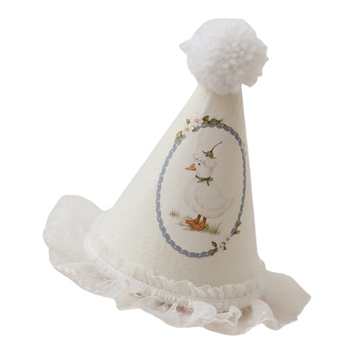 Morain Spitzenhut Anpassung, Geburtstag, Feier, Enten-/Blumenmuster, doppellagige Spitze und Pompons, Dekoration, schöne Enten-Thema-Party-Kopfbedeckung Morain Spitzenhut Anpassung, Geburtstag, Feier, Enten-/Blumenmuster, doppellagige Spitze und Pompons, Dekoration, schöne Enten-Thema-Party-Kopfbedeckung von Morain