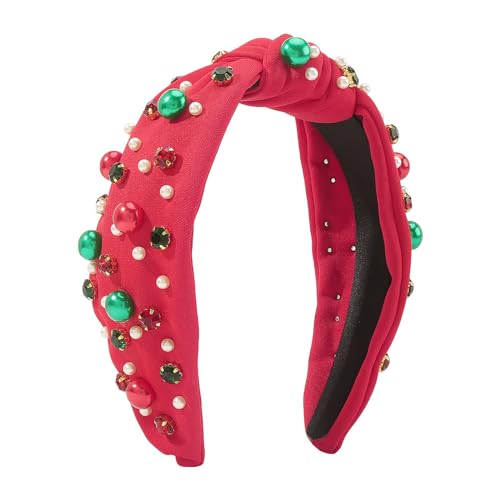 Morain Stirnbänder, mit Schmucksteinen besetzte Weihnachts-Stirnbänder, Perlen, Kopfbedeckung, Haarreif für Weihnachten, Kopfschmuck, Kostümparty-Zubehör von Morain