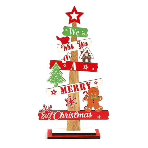 Morain Wiederverwendbarer Weihnachtsbaum, Lebkuchenmann, Holzschnitzerei, Ornament für Tischdisplay und saisonales Heim-Styling, familienfreundlicher Urlaub, Holzfigur von Morain