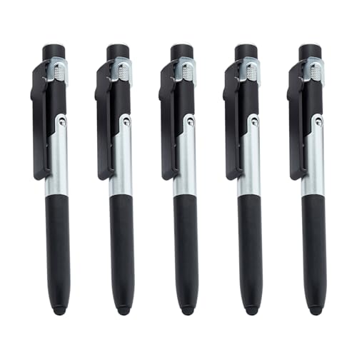 Multifunktionaler Kugelschreiber, 4-in-1-Kugelschreiber mit Spitze, LED-Licht, faltbarer Telefonständer, Business-Geschenk, Konferenzen, 5 Stück Multifunktionaler Kugelschreiber, 4-in-1-Kugelschreiber mit Spitze, LED-Licht, faltbarer Telefonständer, Business-Geschenk, Konferenzen, 5 Stück von Morain