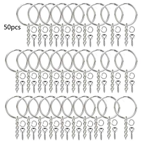Multifunktionen 50x/Set Schlüsselbundringe Mit Ketten Und Silberschrauben Augenstiften Für Handwerkszauber Schmuckstücke Multifunktionen 50x/Set Schlüsselbundringe Mit Ketten Und Silberschrauben Augenstiften Für Handwerkszauber Schmuckstücke von Morain