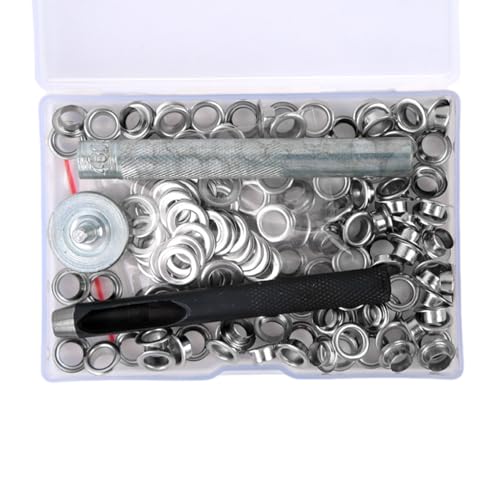 Ösen-Set mit Werkzeugen, für Stoff, Segeltuch, Vorhang, Kleidung, Leder, Reparatur, 6 mm/8 mm/10 mm, Ösen-Set, Loch- und Ösen-Setter, Ösenzange, 100 Stück von Morain