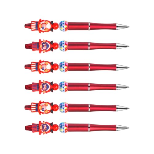 Patriotischer Kugelschreiber, Cartoon-Perlenstift mit abnehmbaren Perlen, lustiges Schreiben für Kinder und Erwachsene, Kunst, Handwerk, Reisen, Perlen-Set, 6 Stück Patriotischer Kugelschreiber, Cartoon-Perlenstift mit abnehmbaren Perlen, lustiges Schreiben für Kinder und Erwachsene, Kunst, Handwerk, Reisen, Perlen-Set, 6 Stück von Morain